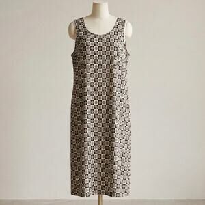 Vintage 90s Style Geometric Paisley Shift Dress Custom Sleeveless Midi 2X